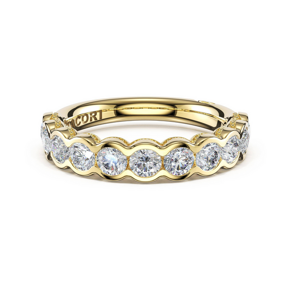 Founder's Collection | Round Semi-Bezel Half Way Band in 14kt Yellow Gold Image 2 Baxter's Fine Jewelry Warwick, RI