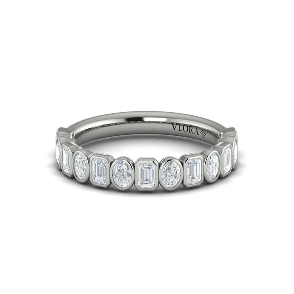 Platinum Bezel Stackable Diamond Band Image 2 Baxter's Fine Jewelry Warwick, RI