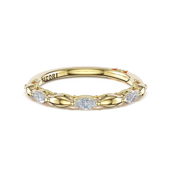 Sculpted Crescent | Marquise Pattern Band in 14kt Yellow Gold Image 2 Baxter's Fine Jewelry Warwick, RI