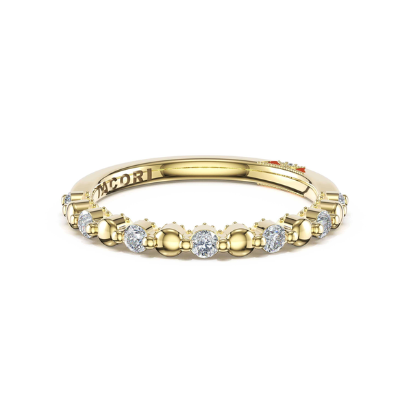 Sculpted Crescent | Round Pattern Band in 14kt Yellow Gold Image 2 Baxter's Fine Jewelry Warwick, RI