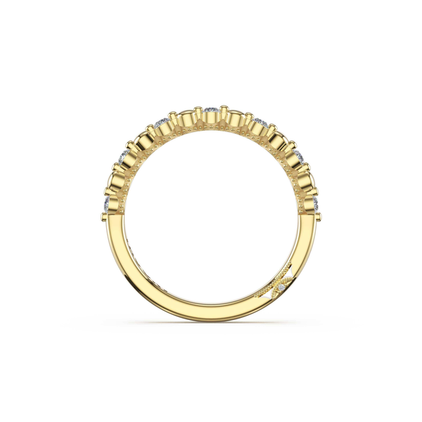 Sculpted Crescent | Round Pattern Band in 14kt Yellow Gold Image 3 Baxter's Fine Jewelry Warwick, RI
