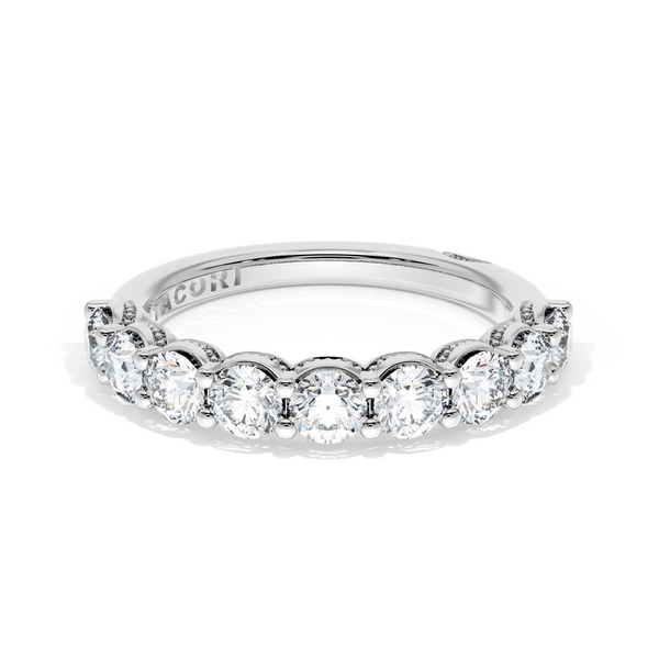Round Cut Diamond Half Way Band in Platinum Image 2 Baxter's Fine Jewelry Warwick, RI
