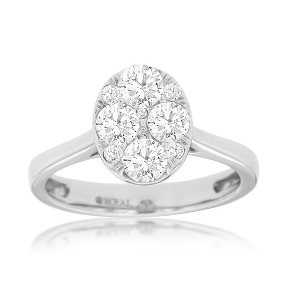 White Gold Diamond Oval Cluster Ring Baxter's Fine Jewelry Warwick, RI