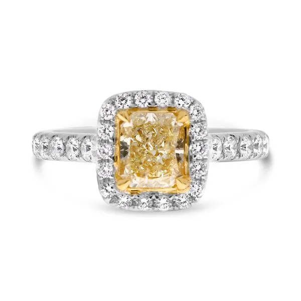 Yellow Diamond Halo Ring thumb image 1