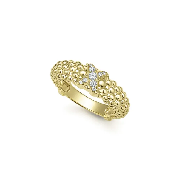 18K Gold X Caviar Diamond Ring thumb image 1
