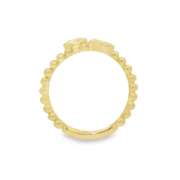 Diamond Oval Bezel Beaded Two Stone Ring