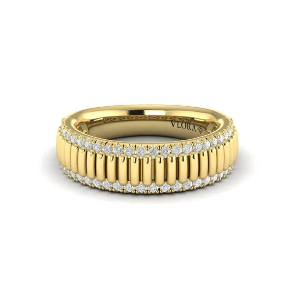 Fluted Band Ring Edged with Diamonds Image 2 Baxter's Fine Jewelry Warwick, RI