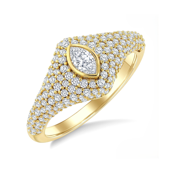 Pave-Set Marquise Diamond Fashion Signet Ring Baxter's Fine Jewelry Warwick, RI
