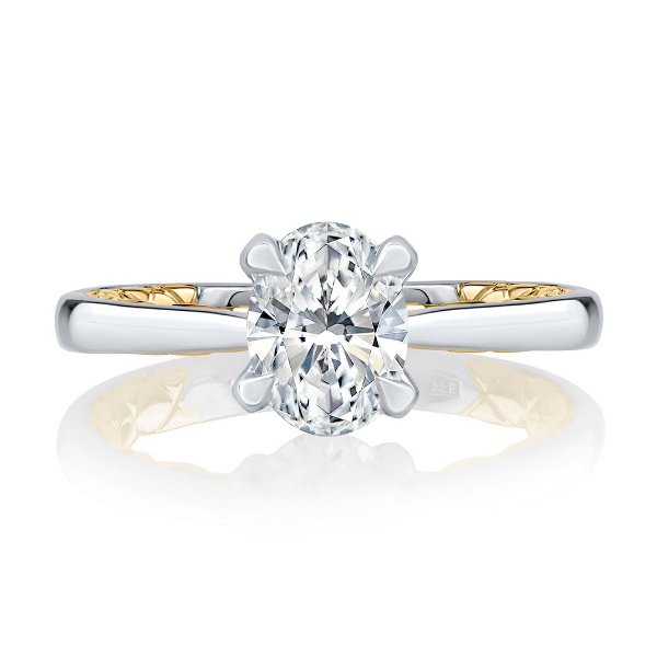 Elegant Two Tone Oval Cut Diamond Engagement Ring Baxter's Fine Jewelry Warwick, RI