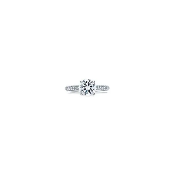 Pavé Round Diamond Center Quilted Engagement Ring Image 2 Baxter's Fine Jewelry Warwick, RI