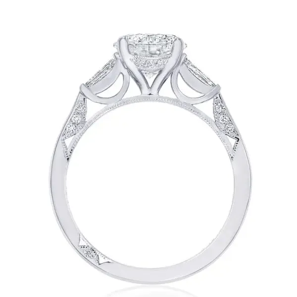 Platinum Round 3-Stone Engagement Ring Image 2 Baxter's Fine Jewelry Warwick, RI