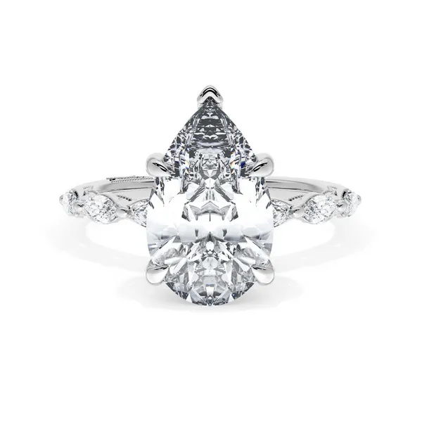 Sculpted Crescent | Pear Solitaire Engagement Ring Image 2 Baxter's Fine Jewelry Warwick, RI