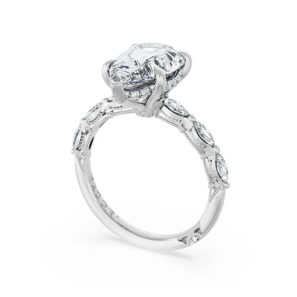 Sculpted Crescent | Pear Solitaire Engagement Ring Baxter's Fine Jewelry Warwick, RI