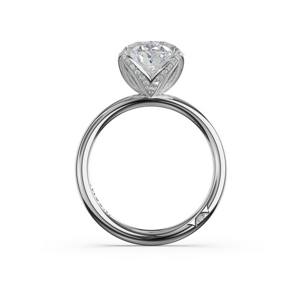 Sculpted Crescent | Oval Sculpted Petal-Pavé-Prong Solitaire in Platinum Image 3 Baxter's Fine Jewelry Warwick, RI