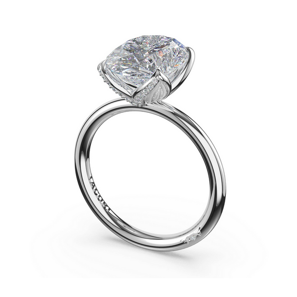 Sculpted Crescent | Oval Sculpted Petal-Pavé-Prong Solitaire in Platinum Baxter's Fine Jewelry Warwick, RI