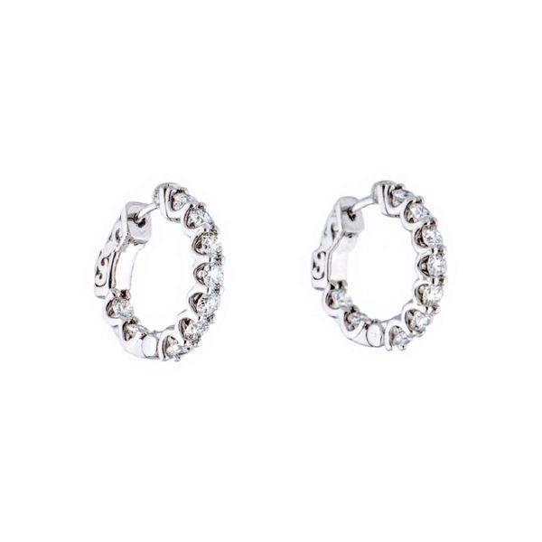 White Gold Inside-Outside Diamond Hoop Earrings Baxter's Fine Jewelry Warwick, RI