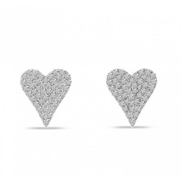 14K White Gold Small Diamond Heart Post Earrings Baxter's Fine Jewelry Warwick, RI