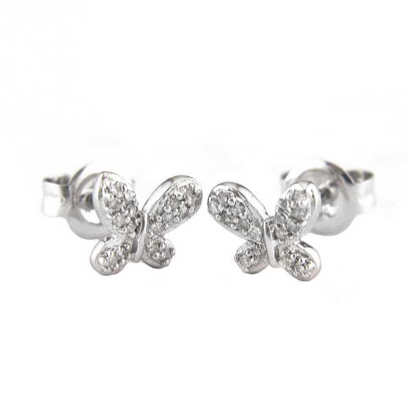 14K White Gold Diamond Butterfly Earrings Baxter's Fine Jewelry Warwick, RI