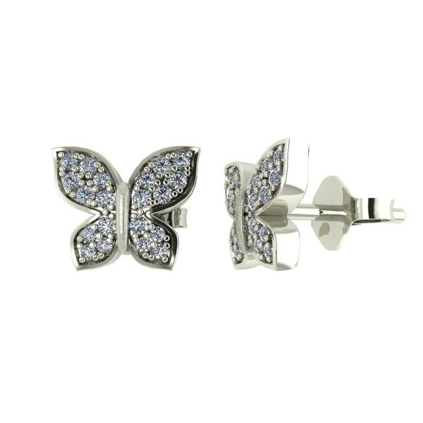 14k White Gold Butterfly Stud Earrings Baxter's Fine Jewelry Warwick, RI