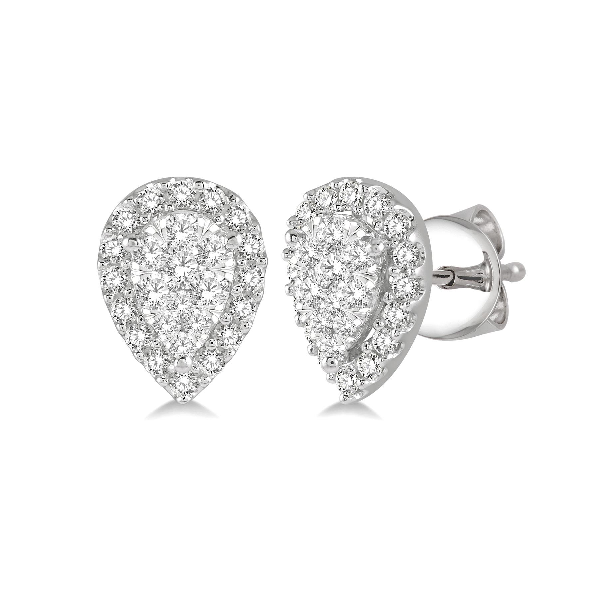 Diamond Pear Shaped Cluster Stud Earrings Baxter's Fine Jewelry Warwick, RI