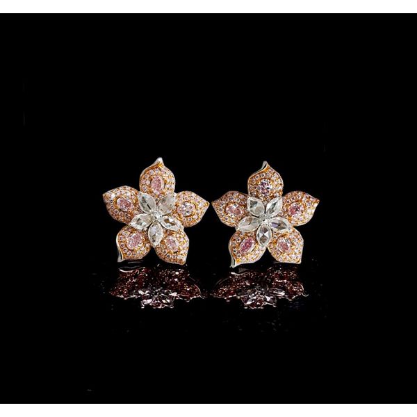 18k Pink Diamond Flower Earrings Baxter's Fine Jewelry Warwick, RI