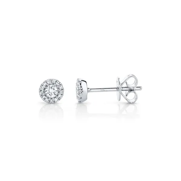 Diamond Halo Stud Earrings Image 2 Baxter's Fine Jewelry Warwick, RI