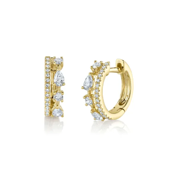 Pear and Round Diamond Huggie Earrings Baxter's Fine Jewelry Warwick, RI