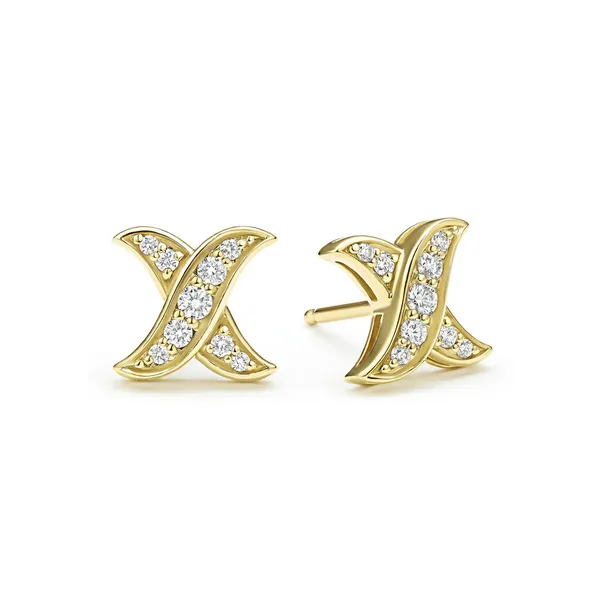 18K Gold X Diamond Stud Earrings Baxter's Fine Jewelry Warwick, RI