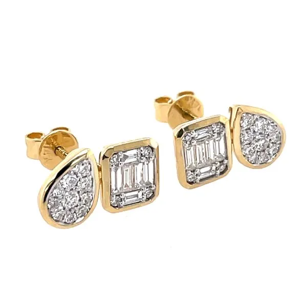 Diamond Two Stone Cluster Earrings