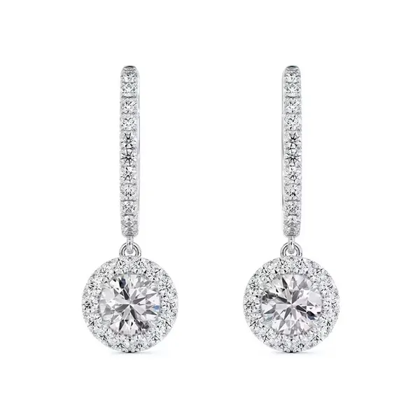 Center of My Universe® Pavé Huggies with Halo Diamond Drops Baxter's Fine Jewelry Warwick, RI