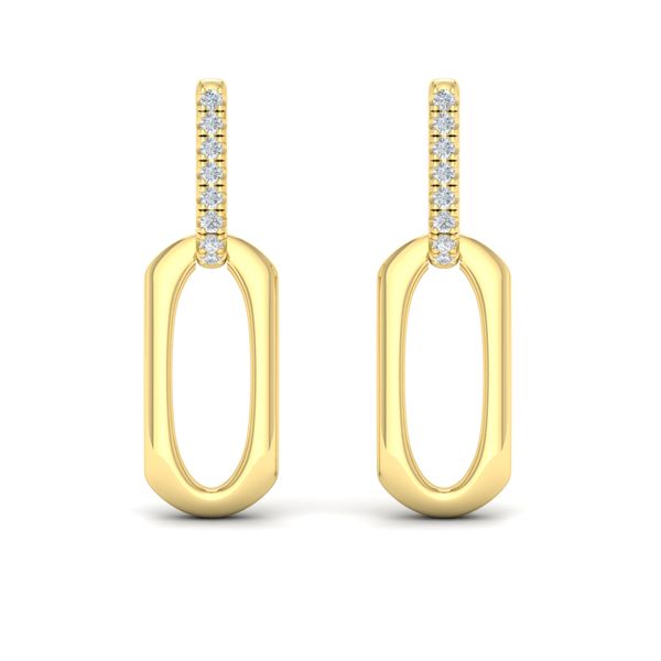 Diamond Accent North South Open Oval Pendant Link Earrings Image 2 Baxter's Fine Jewelry Warwick, RI