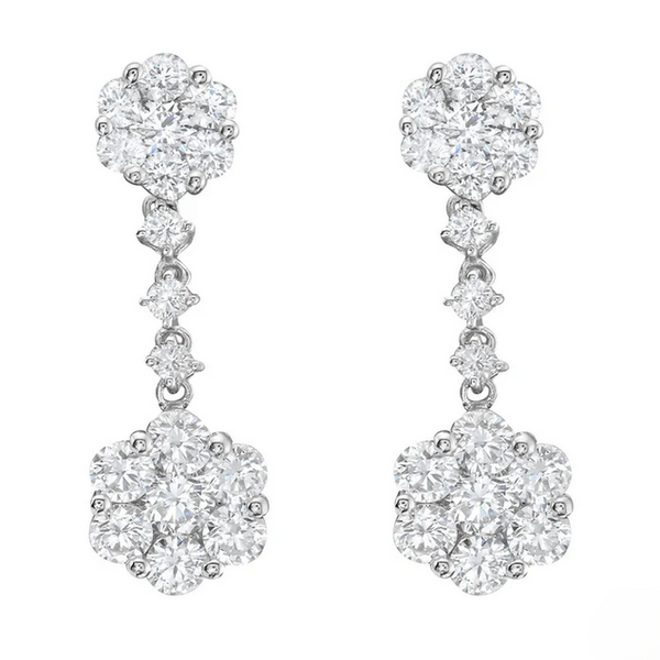 Diamond Floral Cluster Drop Earrings Baxter's Fine Jewelry Warwick, RI