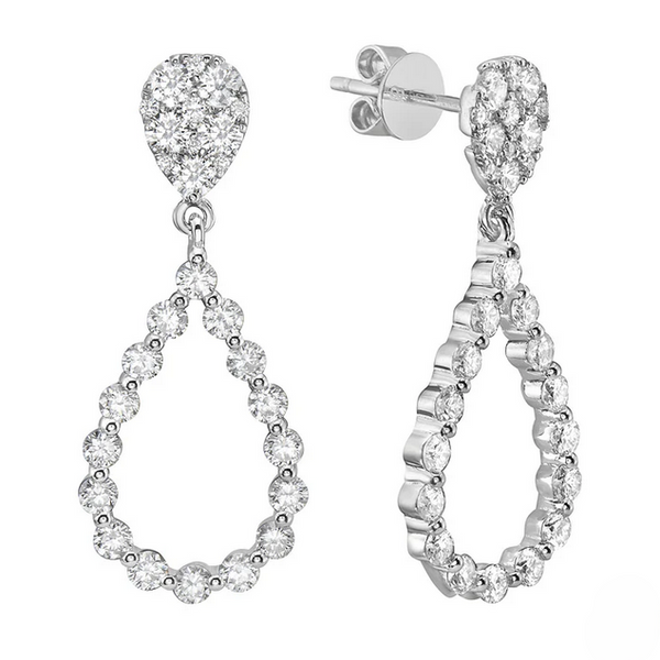 Diamond Pear Cluster Drop Earrings Baxter's Fine Jewelry Warwick, RI