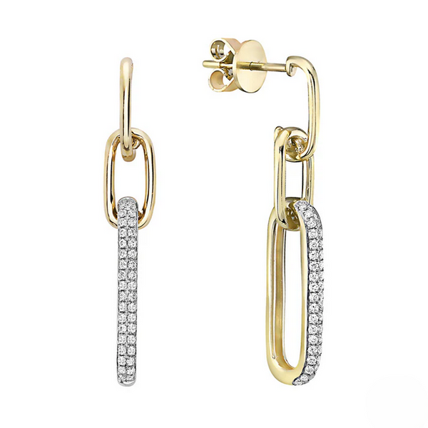 Diamond Paperclip Pave Drop Earrings Baxter's Fine Jewelry Warwick, RI