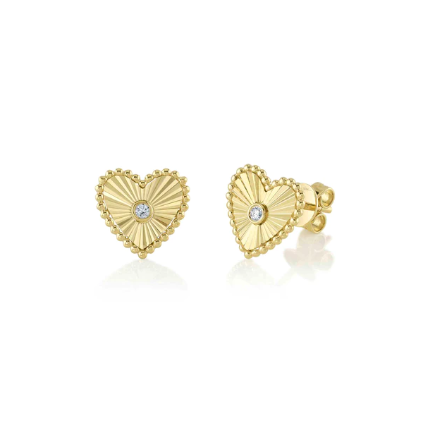 Diamond Bezel Heart Stud Earrings Baxter's Fine Jewelry Warwick, RI