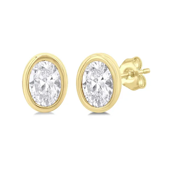 Oval Diamond Bezel Stud Earrings Baxter's Fine Jewelry Warwick, RI