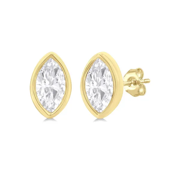 Marquise Diamond Bezel Set Stud Earrings Baxter's Fine Jewelry Warwick, RI