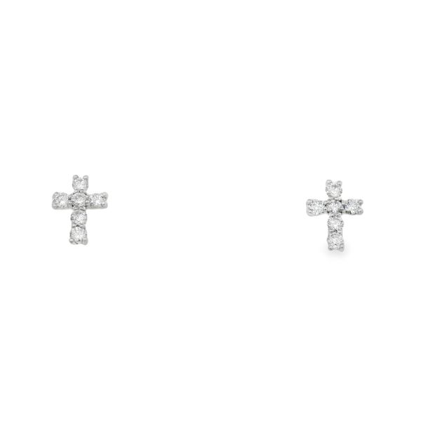 Diamond Cross Stud Earrings Image 2 Baxter's Fine Jewelry Warwick, RI