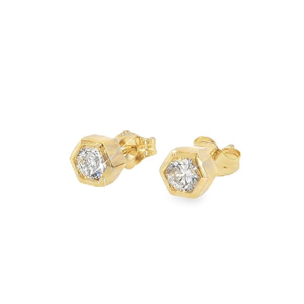 Hexagon Bezel Stud Earrings Image 2 Baxter's Fine Jewelry Warwick, RI