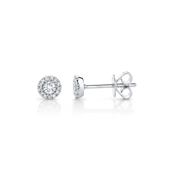 Diamond Halo Stud Earrings Image 2 Baxter's Fine Jewelry Warwick, RI