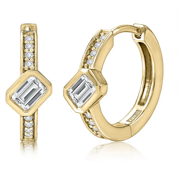Emerald Cut Diamond Hoop Earrings