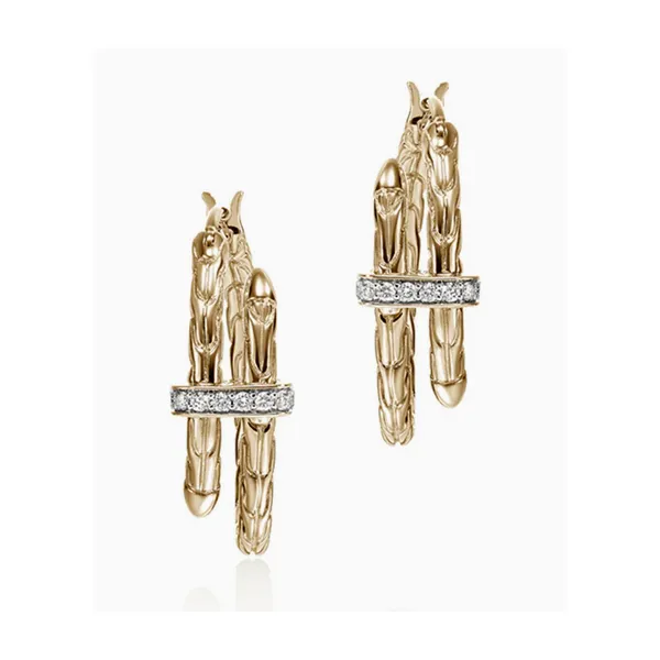 Spear Hoop Earring, Gold, Diamonds, Small Baxter's Fine Jewelry Warwick, RI