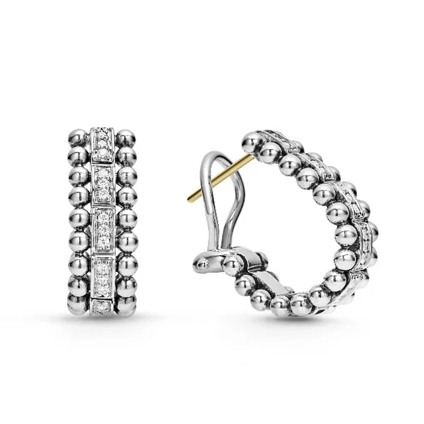 Beaded Diamond Huggie Earrings thumb image 1