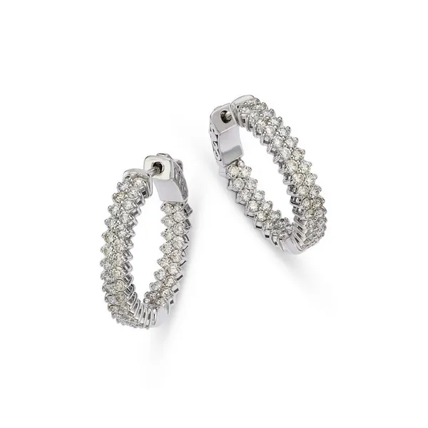 Diamond Double Row Inside/Outside Hoop Earrings Baxter's Fine Jewelry Warwick, RI
