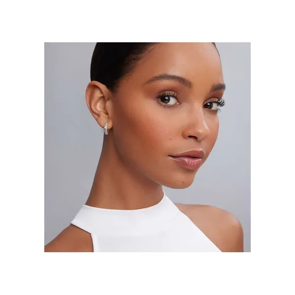 Two-Tone Diamond Huggie Earrings