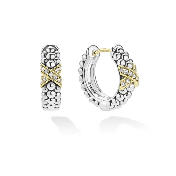 Two-Tone Diamond Huggie Earrings