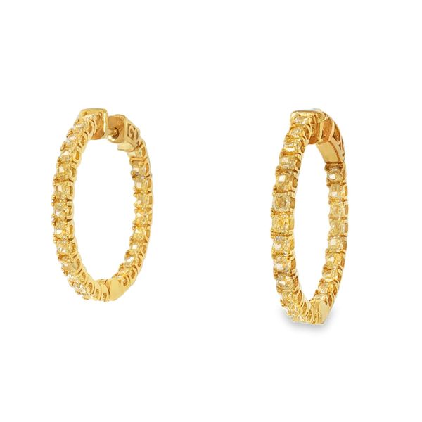 Yellow Diamond Hoops Image 2 Baxter's Fine Jewelry Warwick, RI