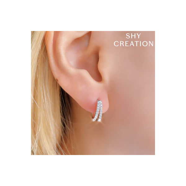 Diamond Oval Huggie Earrings Image 2 Baxter's Fine Jewelry Warwick, RI