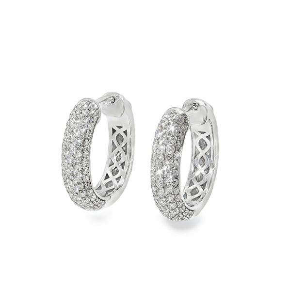 Pave Diamond Hoop Earrings Baxter's Fine Jewelry Warwick, RI