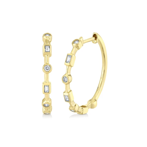 Diamond Mixed Cut Bezel Hoops Baxter's Fine Jewelry Warwick, RI